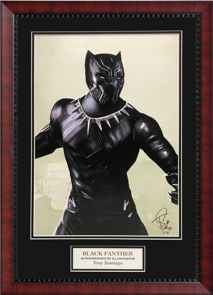 Tony Santiago Autograph Artist Print Black Panther 18x26 New England Picture Authentication
