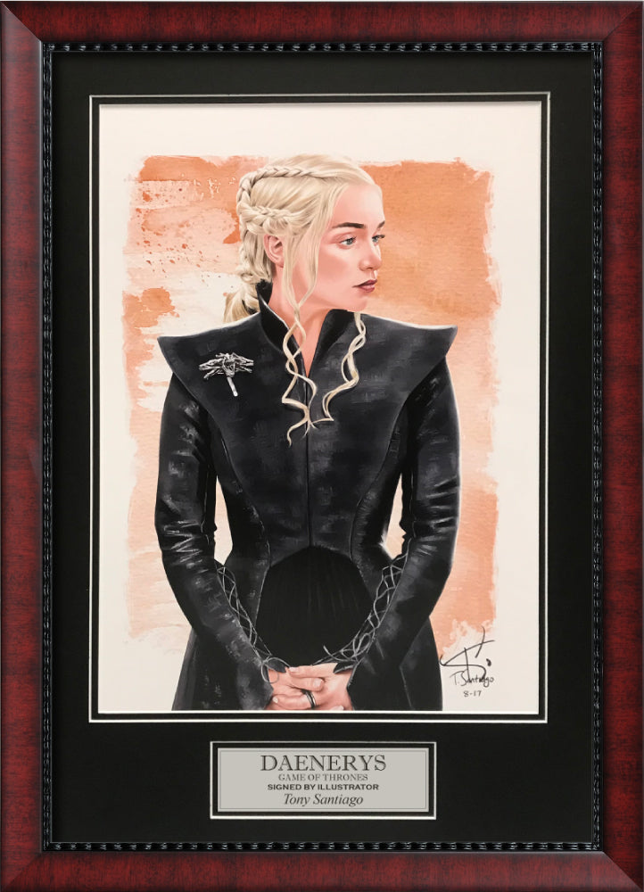 Tony Santiago Autograph Artist Print Daenerys 18x26 New England Picture Authentication