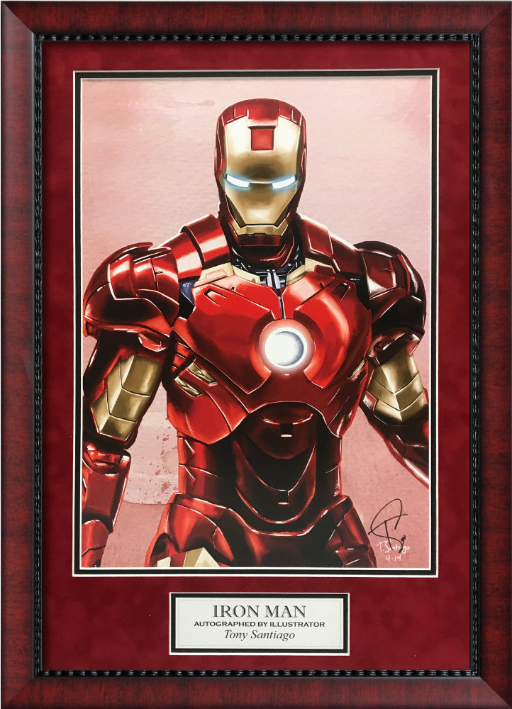 Tony Santiago Autograph Artist Print Iron Man 18x26 New England Picture Authentication