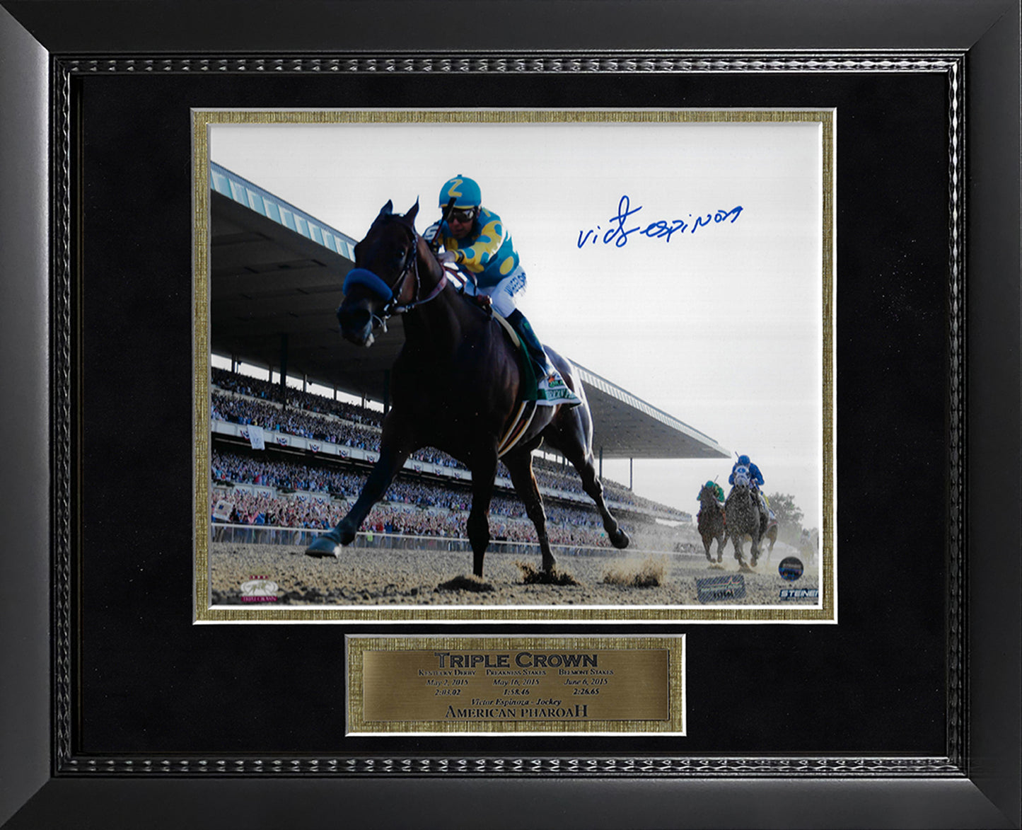 Victor Espinoza Autograph Photo American Pharoah 2015 Triple Crown Winner 11x14
