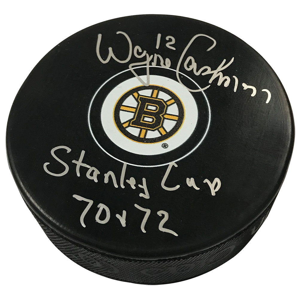 Wayne Cashman Autograph Puck With Inscription