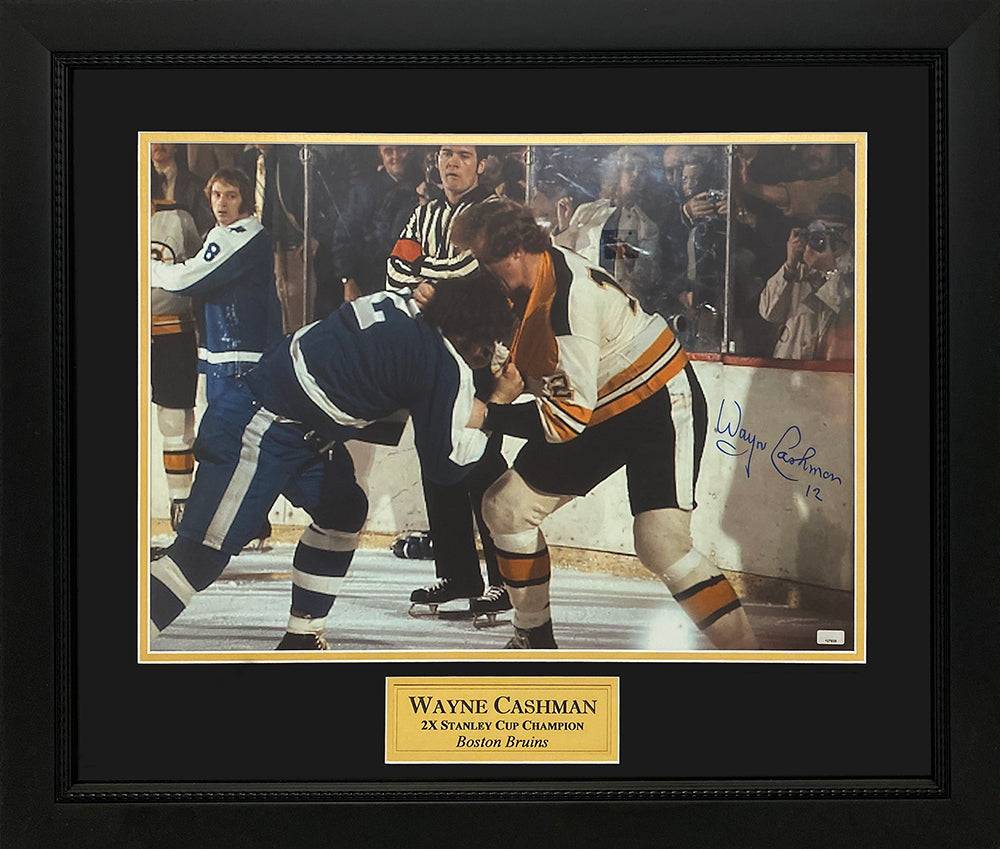 Wayne Cashman Autograph Photo Fight 23x27 New England Picture Authentication