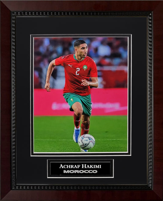 Achraf Hakimi Photograph - Morocco National Team - Framed 13x16