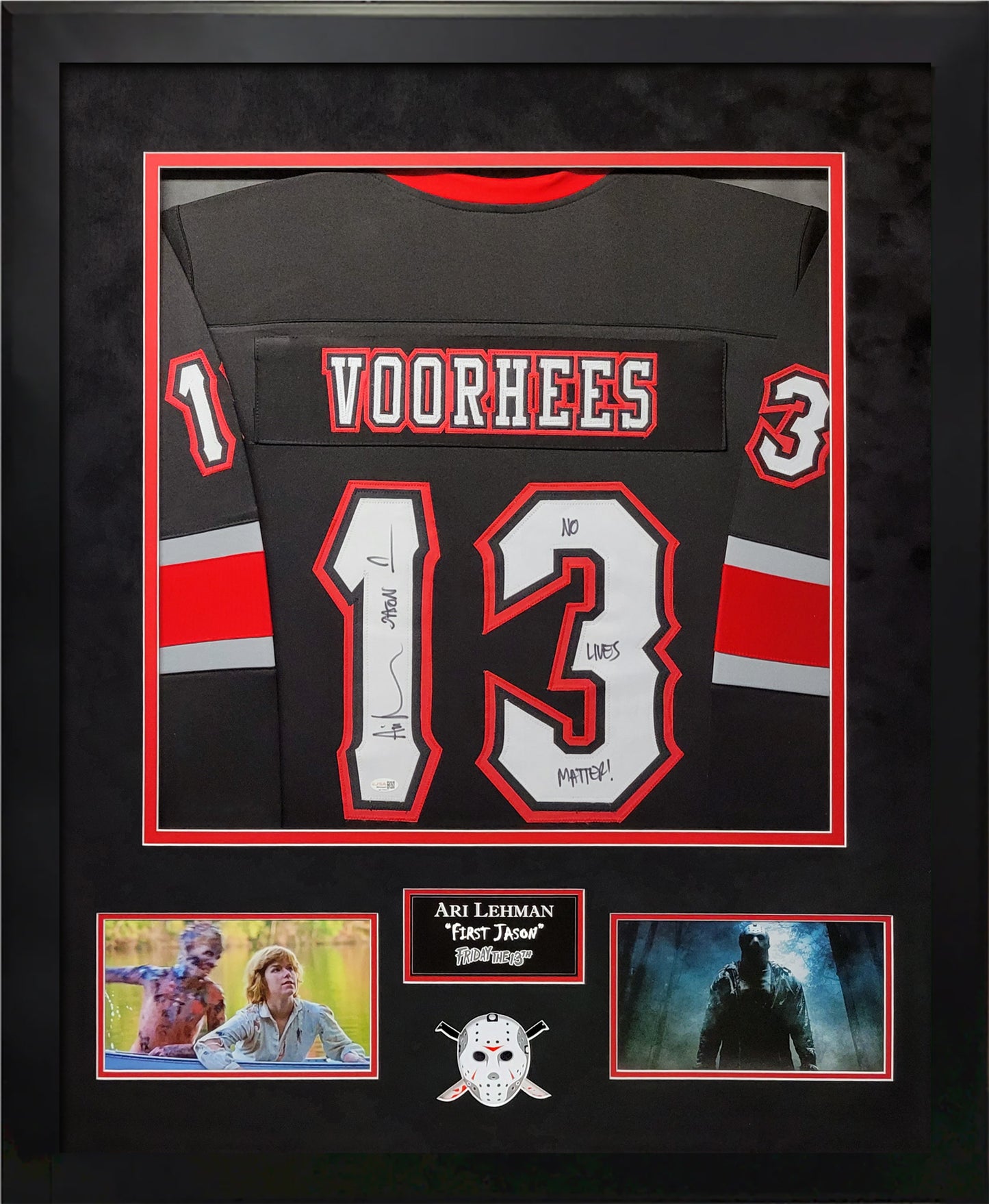 Ari Lehman Autograph Jersey - Jason Voorhees - Framed 37x45 - JSA Authentication
