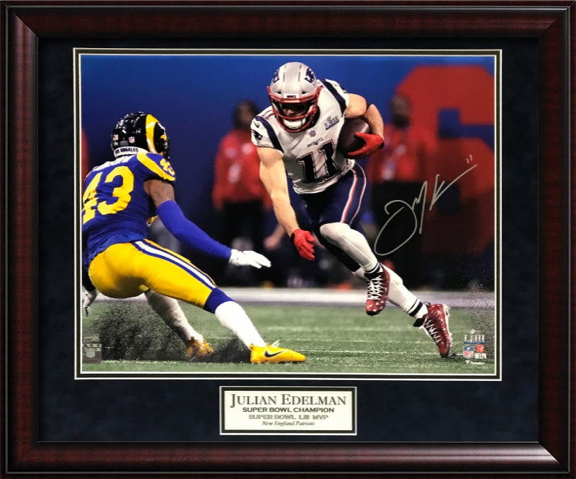 Julian Edelman Autograph Color Super Bowl LIII Framed 23x27