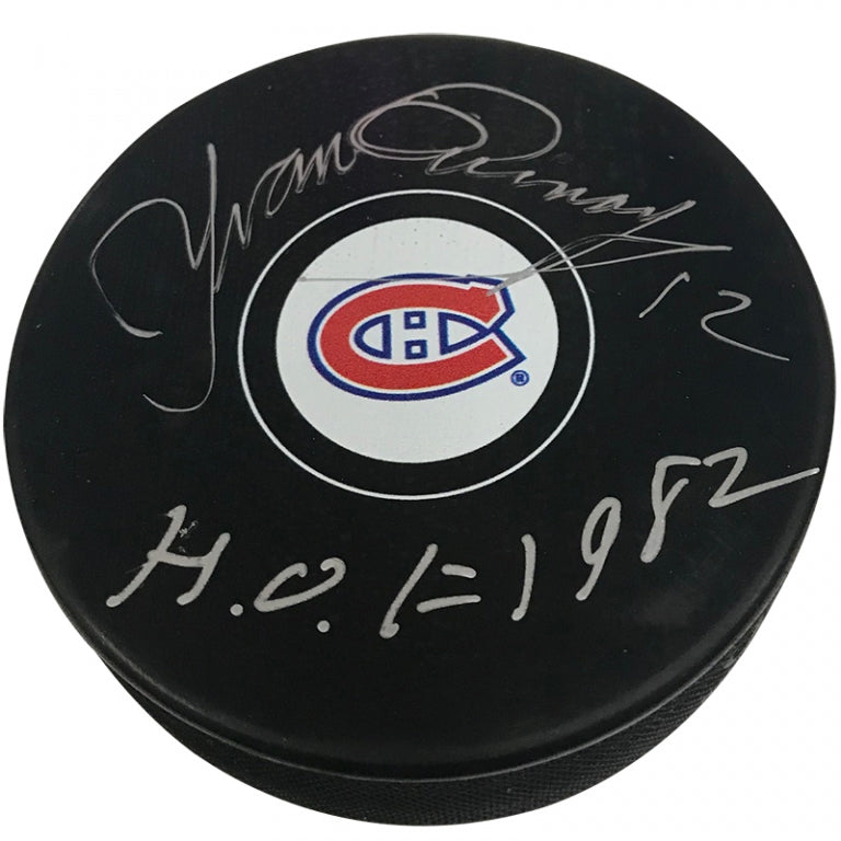 Yvan Cournoyer Autograph Puck Canadiens