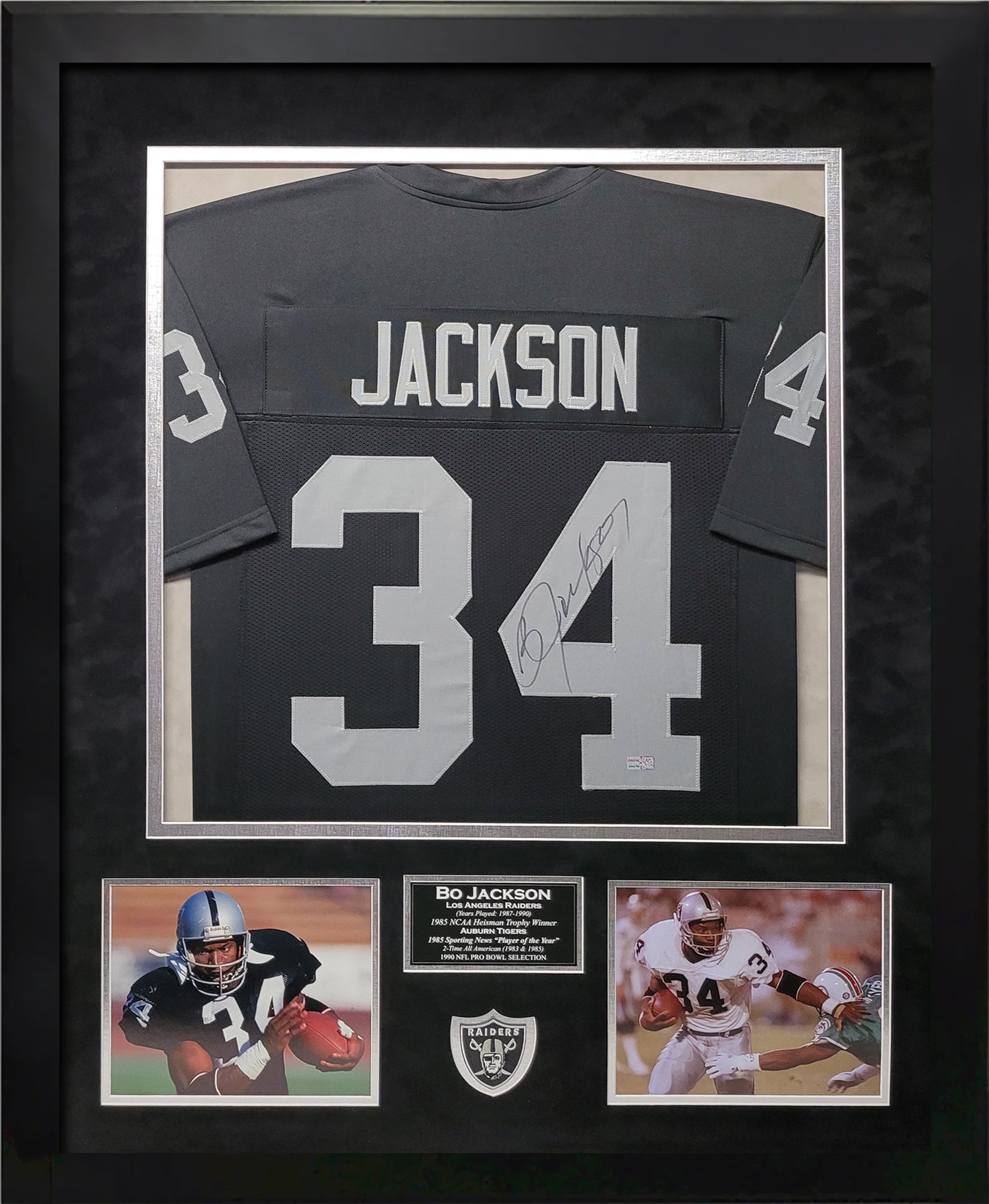 Bo Jackson Autographed Jersey - Los Angeles Raiders - Framed 37x45 - Tri-Star Authentication