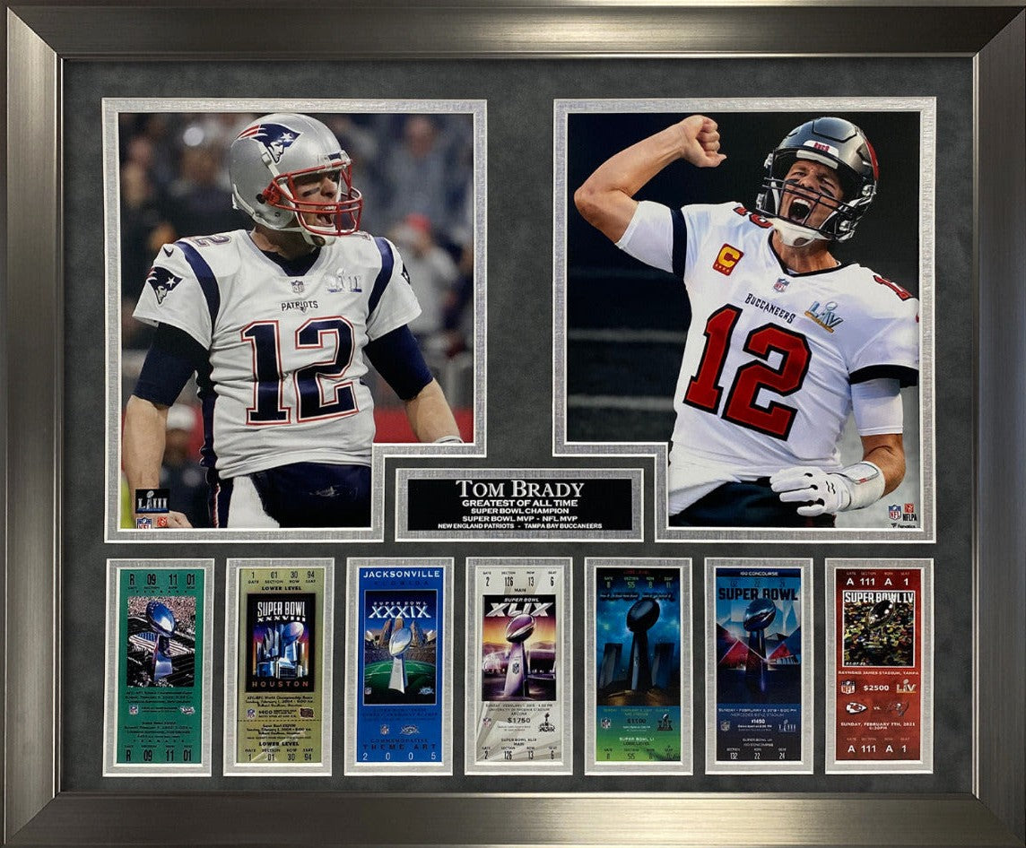 Tom Brady 7 Super Bowl Ticket Champion Collage 16x20