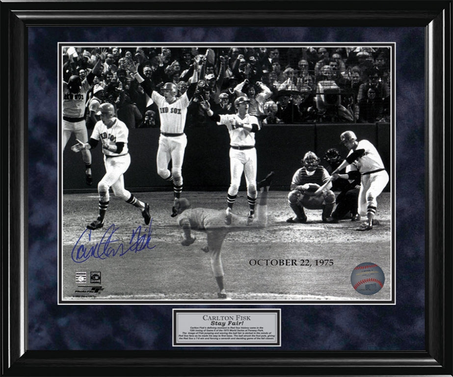 Carlton Fisk Autograph Photo World Series 1975 Stay Fair 23x27 New England Picture Authentication