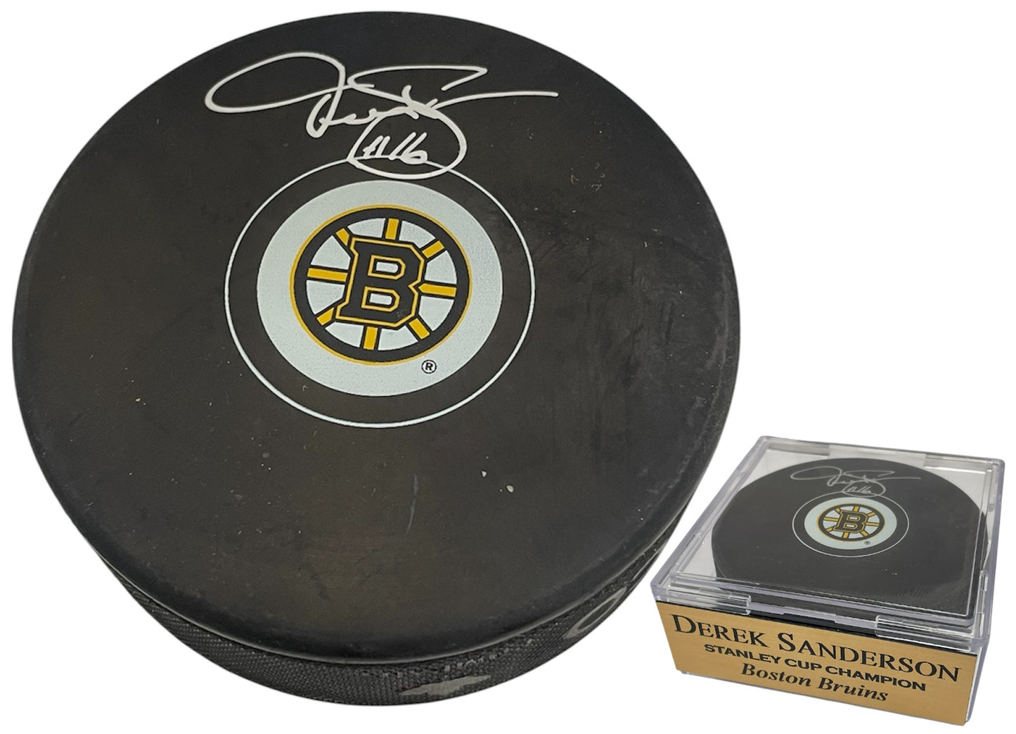 Derek Sanderson Autograph Puck - Spoke B - Boston Bruins