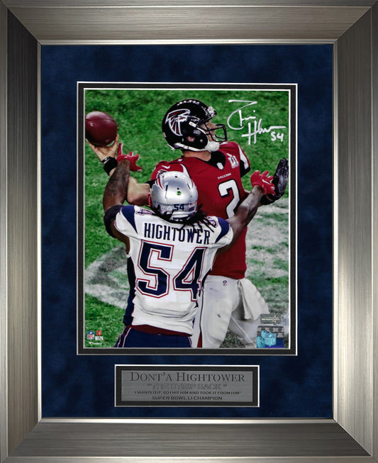 Dont'a Hightower Autograph Photo Superbowl LI Strip Sack, Vertical Shot 11x14