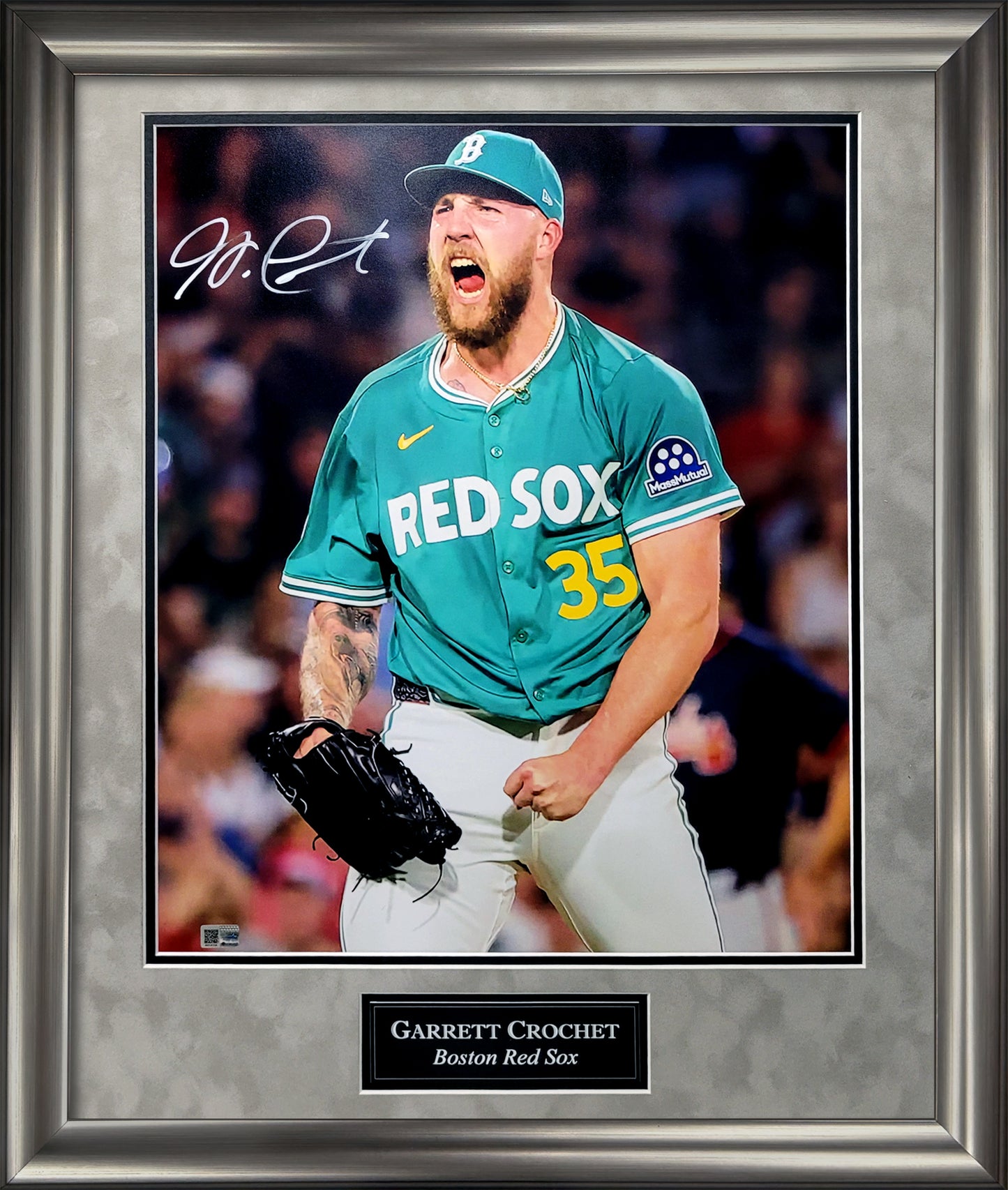 Garrett Crochet Autograph 16x20 Photo - Cheer - Boston Red Sox - Framed 23x27 - New England Picture Authentication