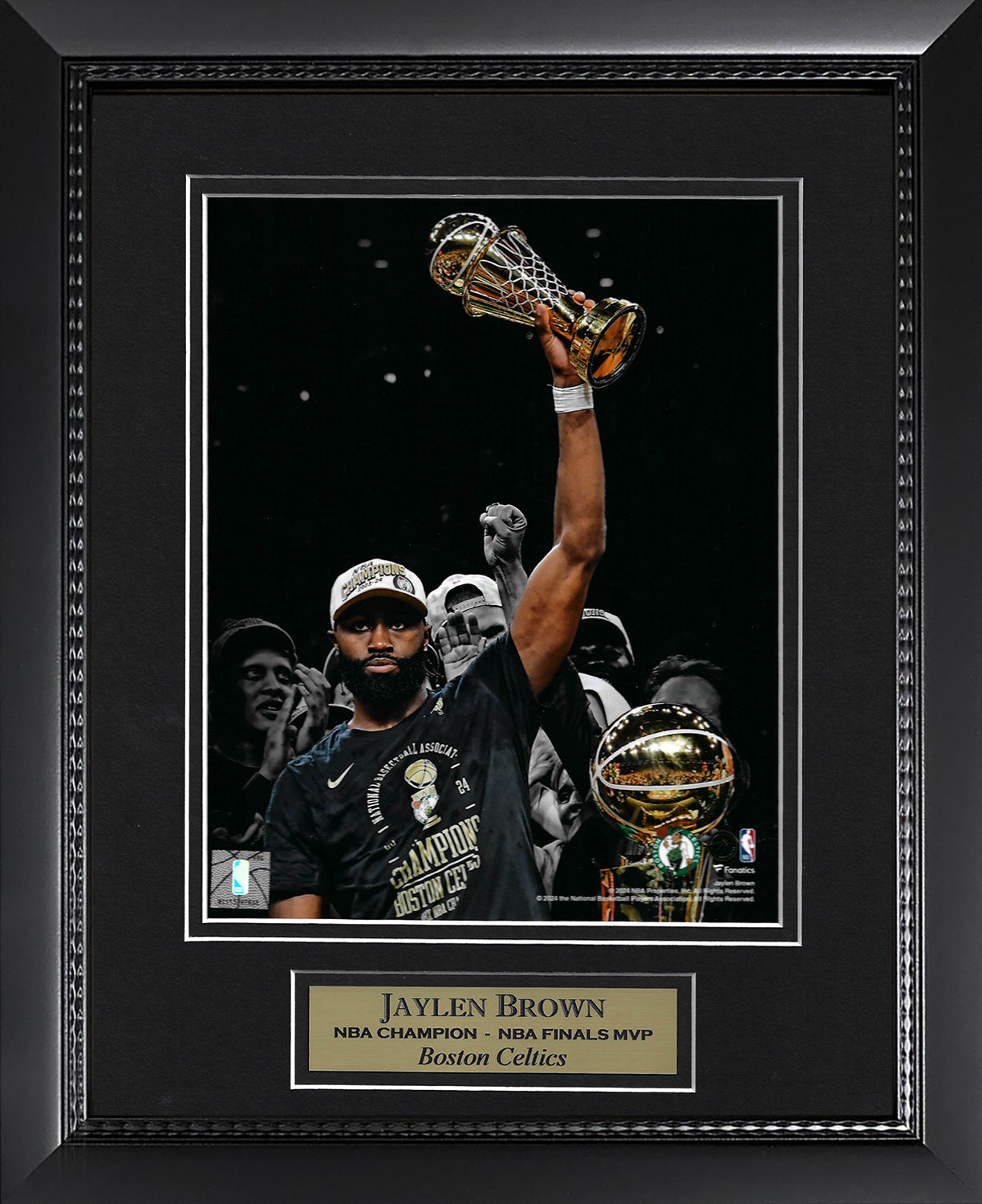 Jaylen Brown Photo Hold Finals MVP Trophy 11x14