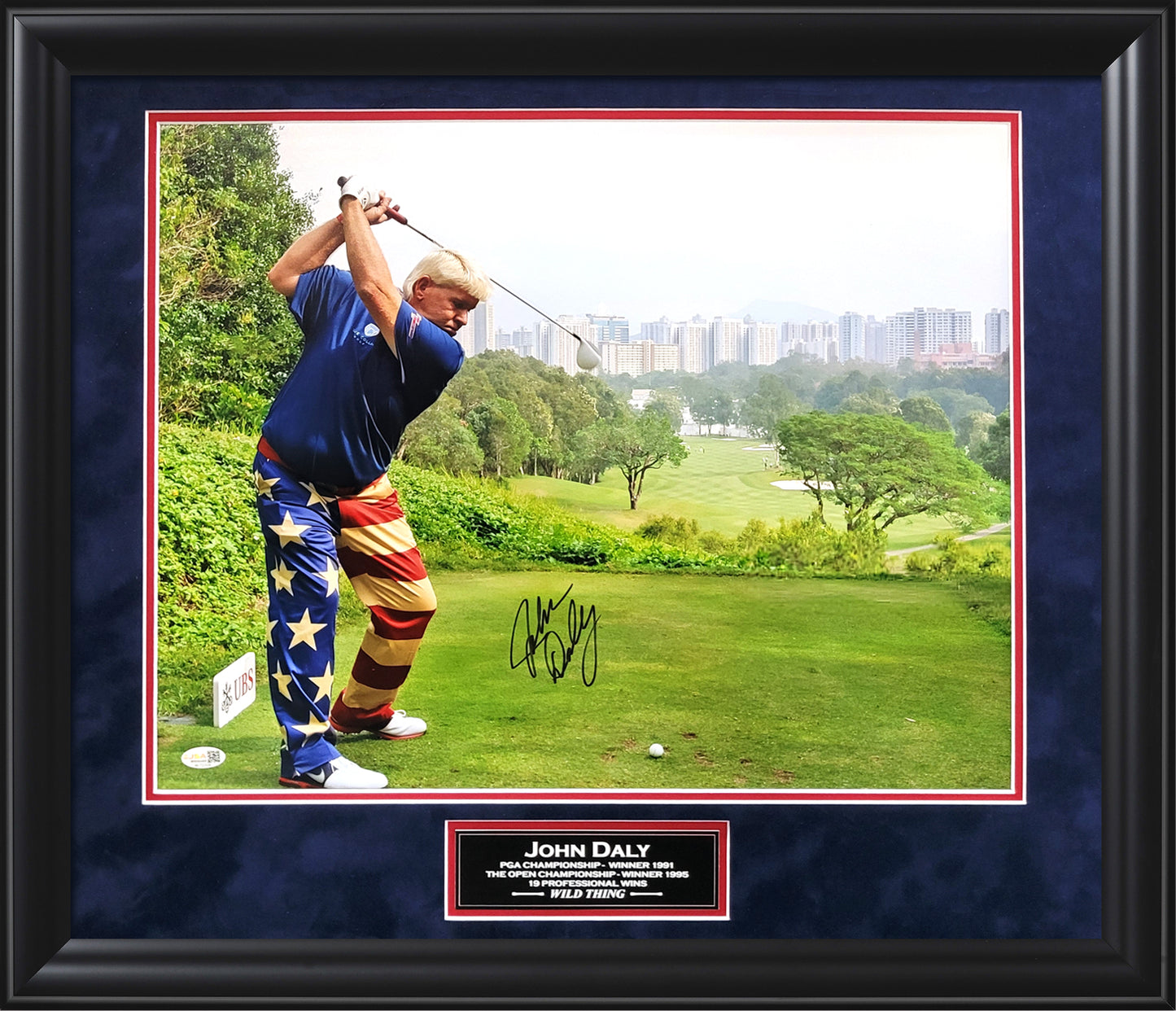 John Daly Autograph 16x20 Photo - Tee Off - Framed 23x27 - JSA Authentication