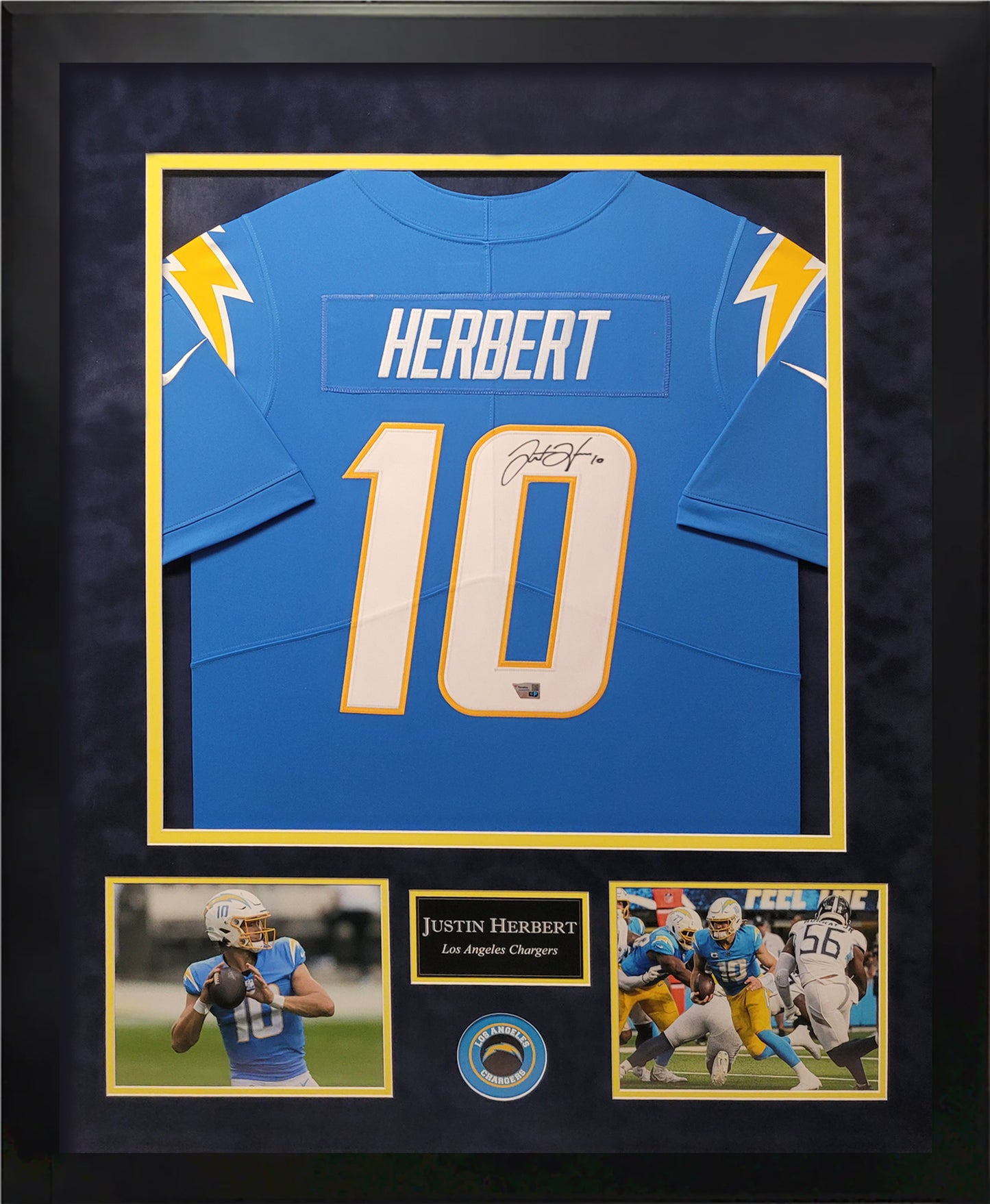 Justin Herbert Autographed Jersey - Los Angeles Chargers - Framed 37x45 - Fanatics Authentication