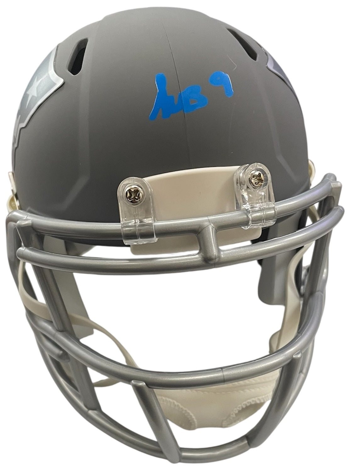 Kayshon Boutte Autograph Mini Helmet - Slate - Speed - New England Patriots - JSA Authentication
