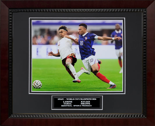 Lamine Yamal, Kylian Mbappe Photograph - 2026 World Cup Semi-Final - Spain & France National Teams - Framed 13x16