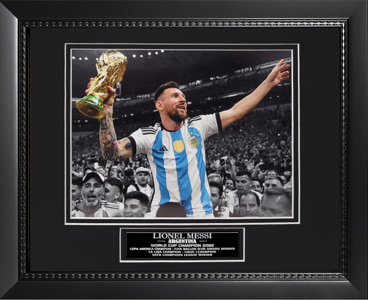 Lionel Messi Photograph - World Cup Trophy - Framed 13x16