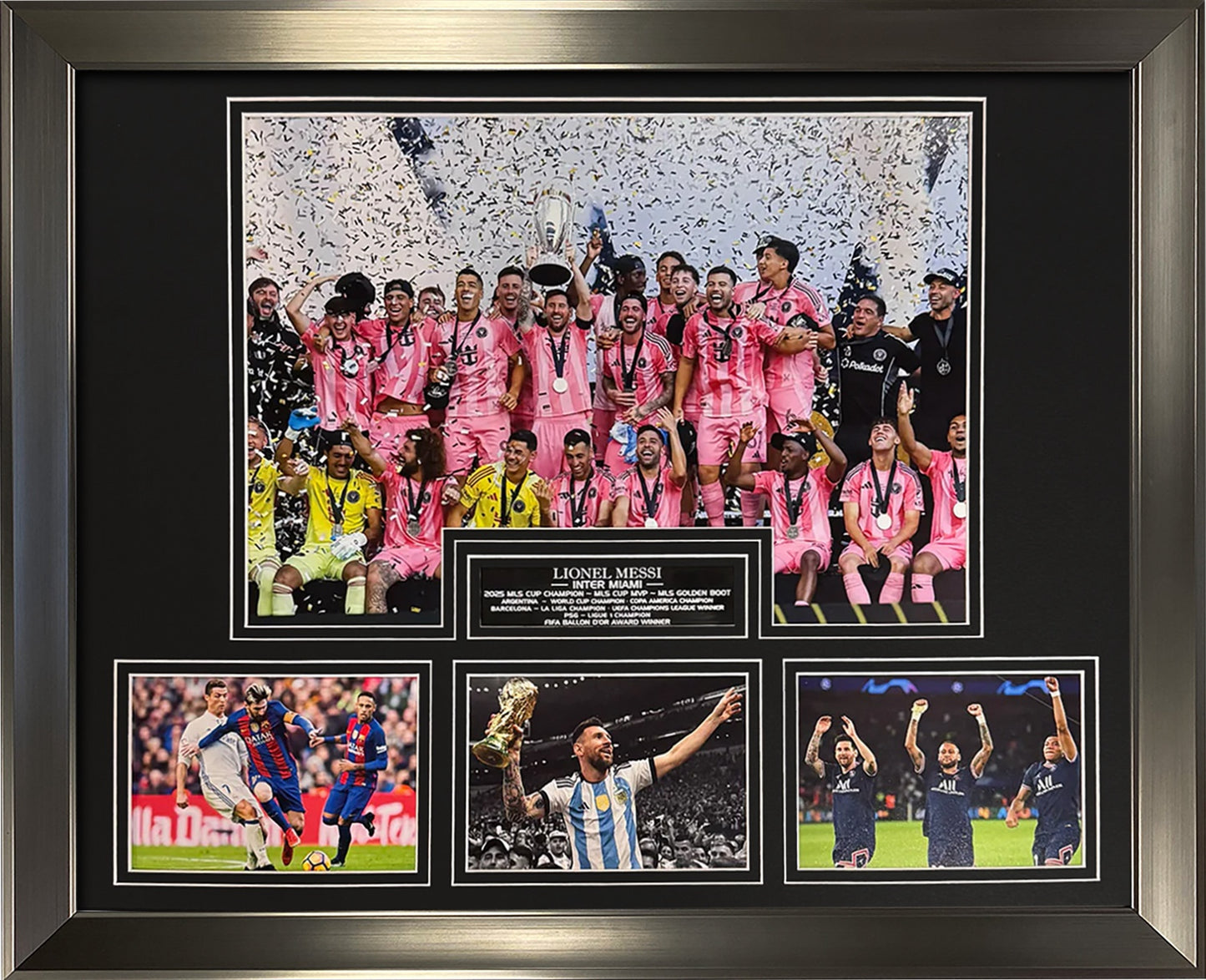 Lionel Messi Photograph - Inter Miami Collage - Framed 18x22