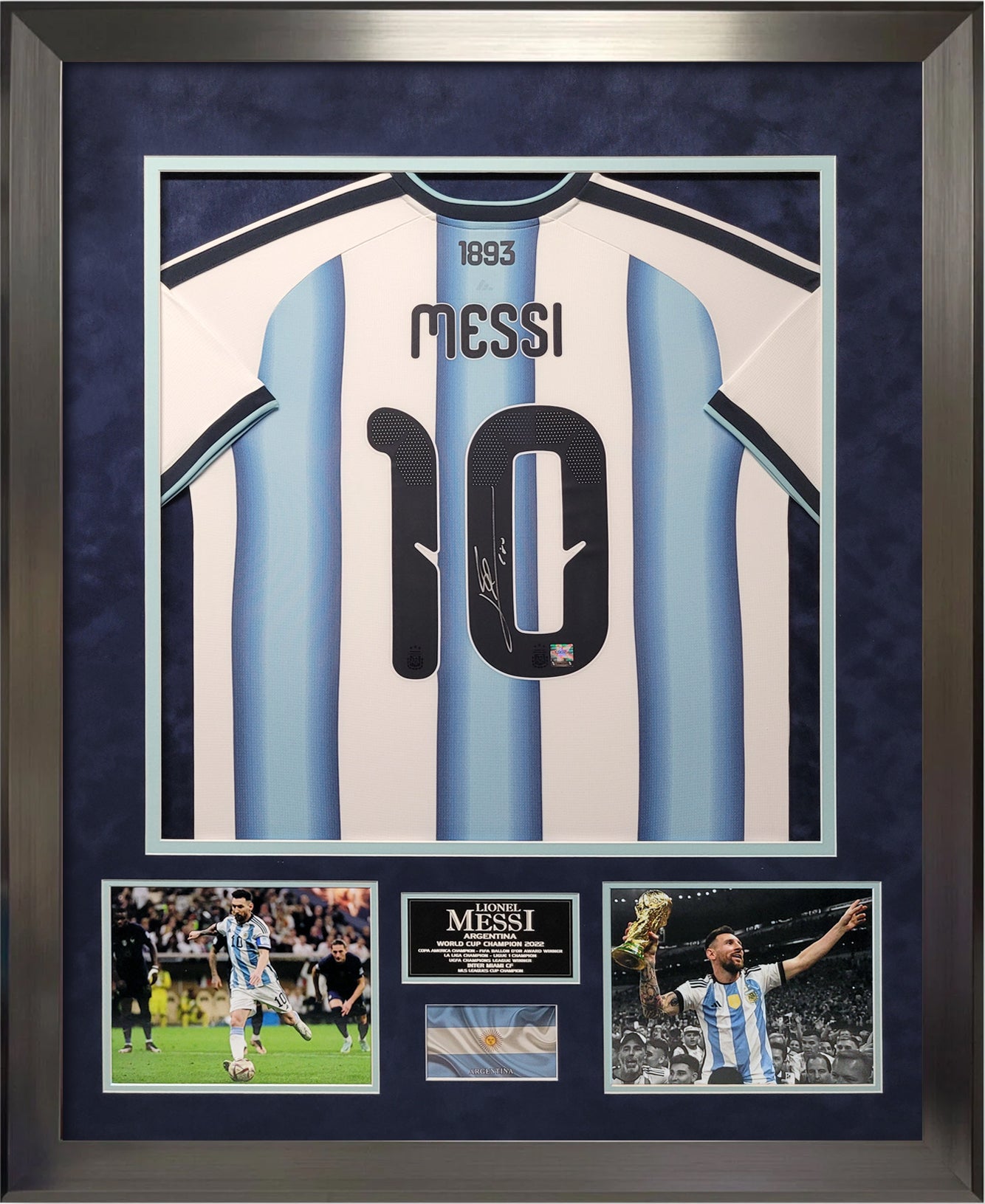 Lionel Messi Autograph Jersey - Argentina National Team '26 Home Jersey - Framed 37x45 - Icons Authentication