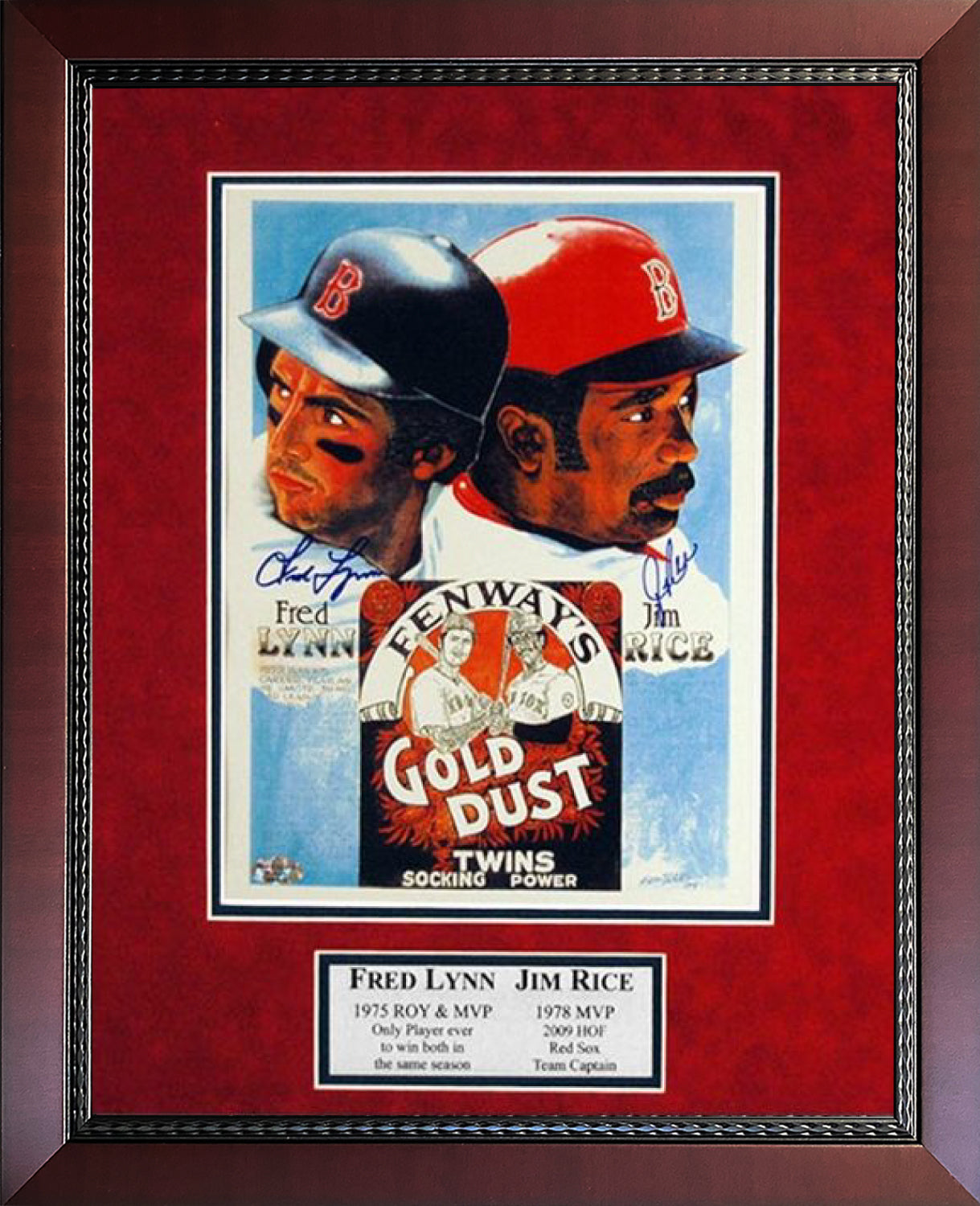 Fred Lynn Jim Rice Double Autograph Photo Gold Dust Twins 16x20