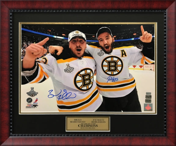Brad Marchand, Patrice Bergeron Double Autograph Photo 23x27 New England Picture Authentication