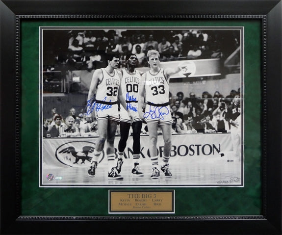 Kevin McHale Robert Parish Larry Bird Triple Autograph Photo 23x27 Larry Bird Authenticated Hologram