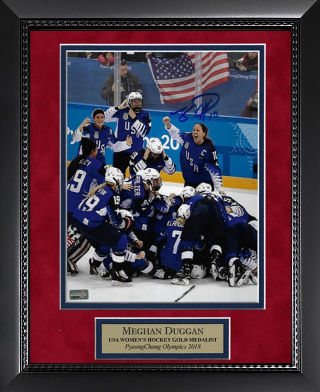 Meghan Duggan Autograph Photo USA Hockey Olympic Champ Celebrate 11x14