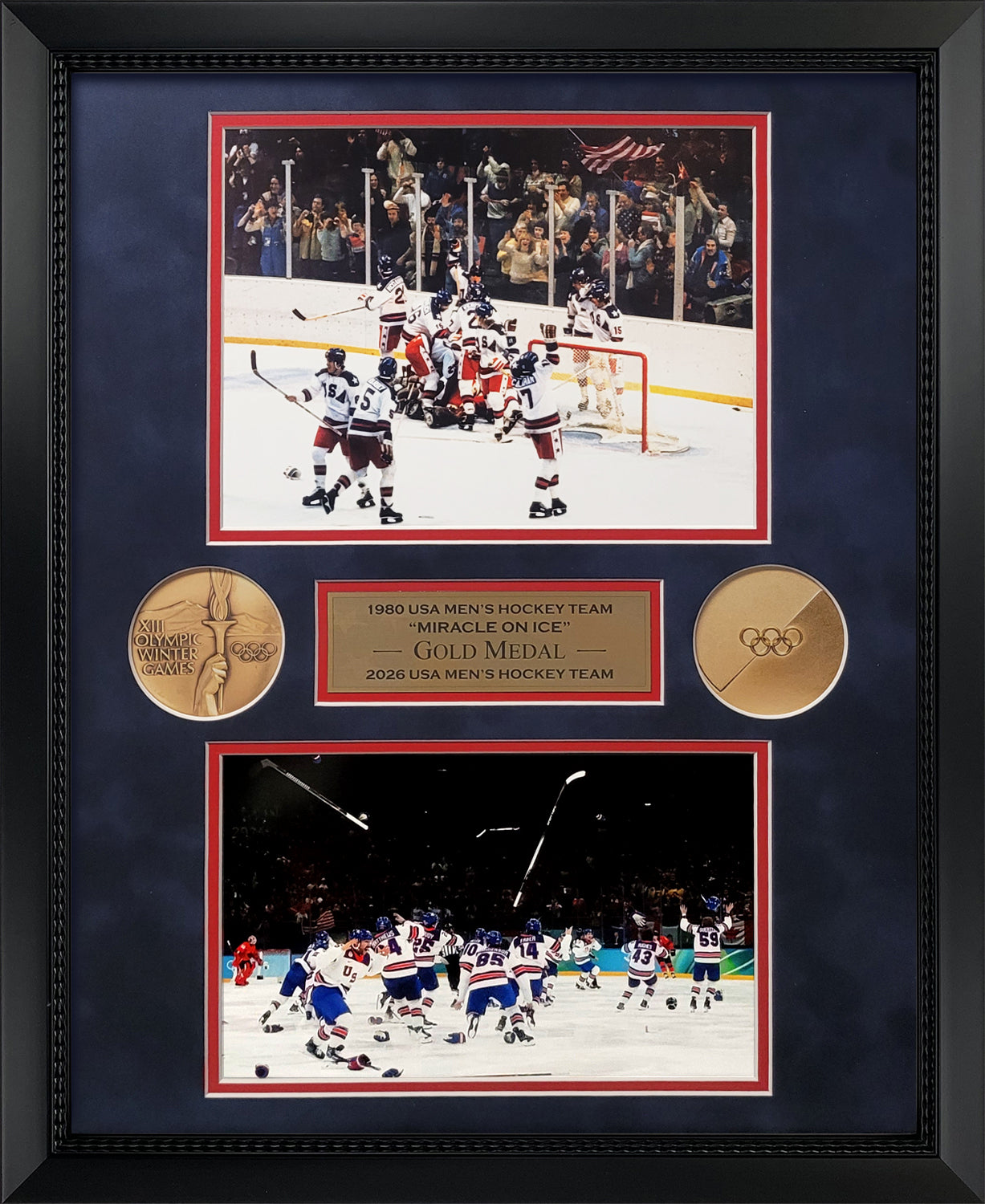 USA Men's Hockey Photographs - Victory Collage - Framed 18x22