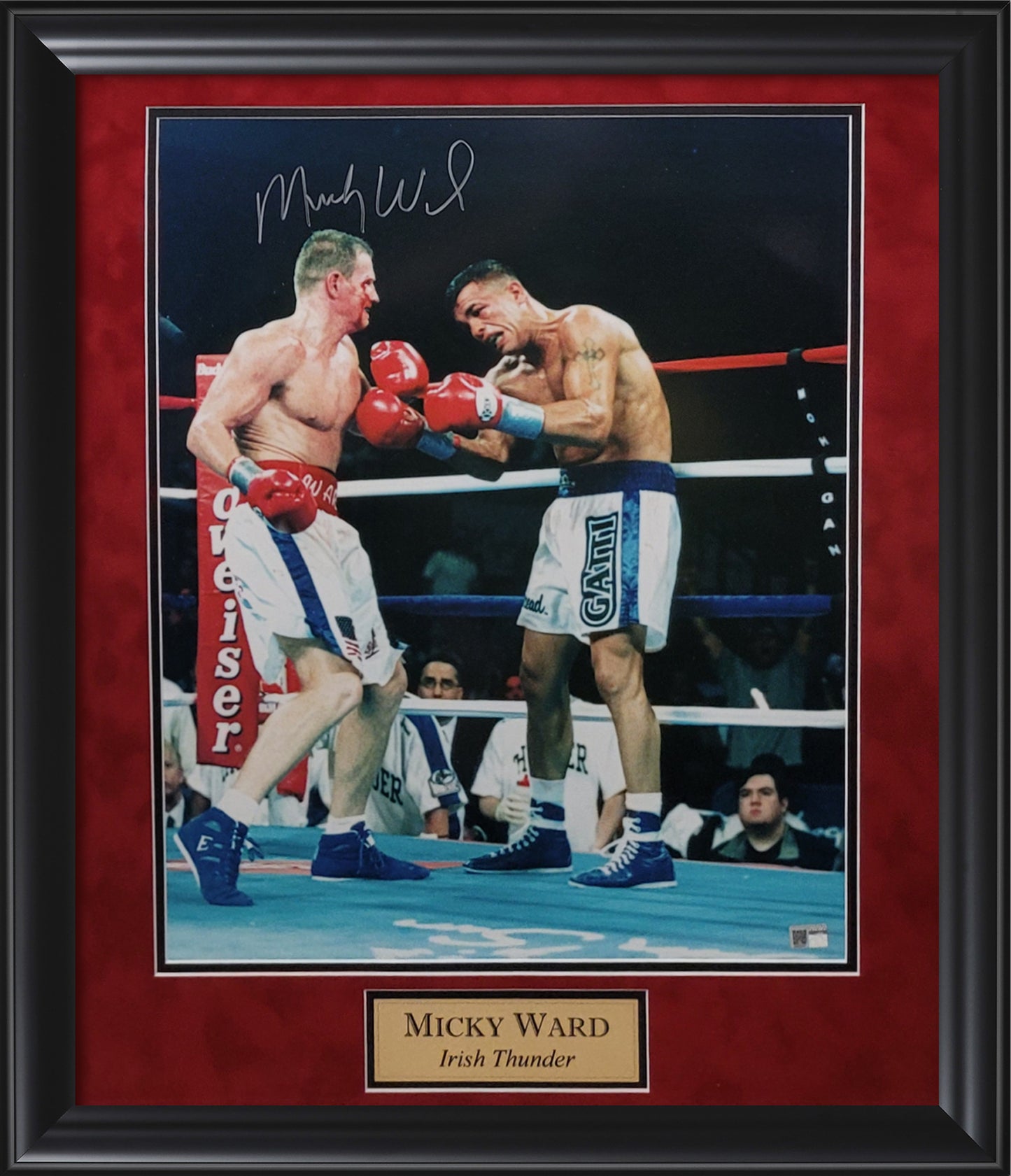 Micky Ward Autograph 16x20 Photo - Ward Vs. Gatti - Framed 23x27 - New England Picture Authentication