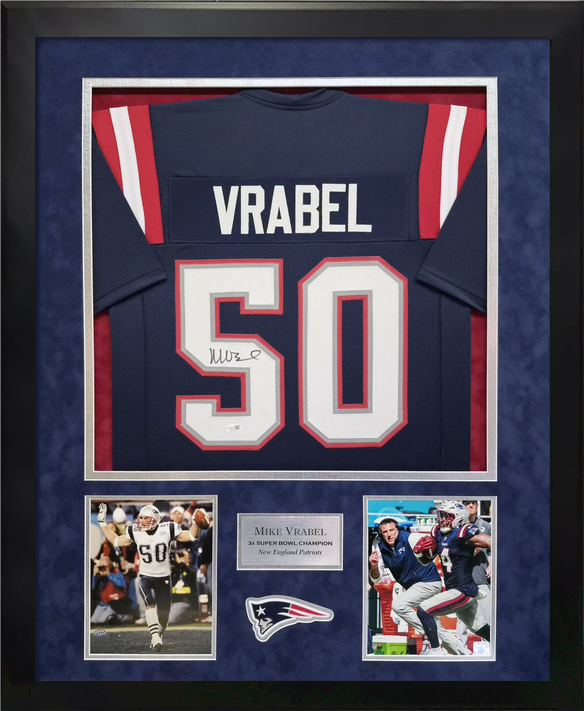 Mike Vrabel Autograph Jersey - New England Patriots - Framed 37x45 - Beckett Authentication