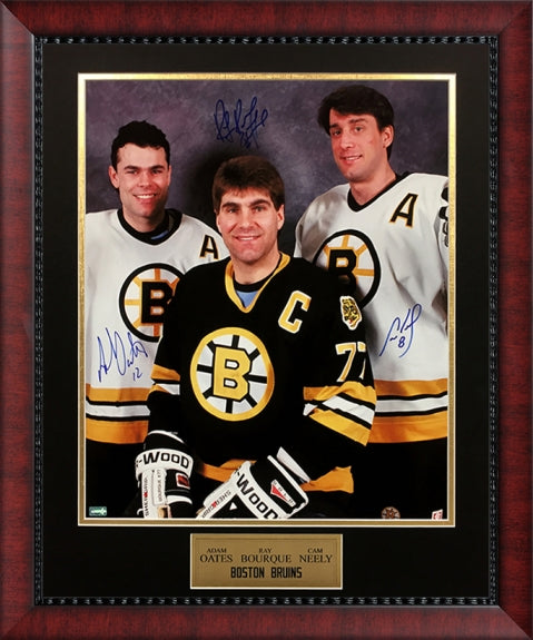 Adam Oates Ray Bourque Cam Neely Triple Autograph 23x27 New England Picture Authentication