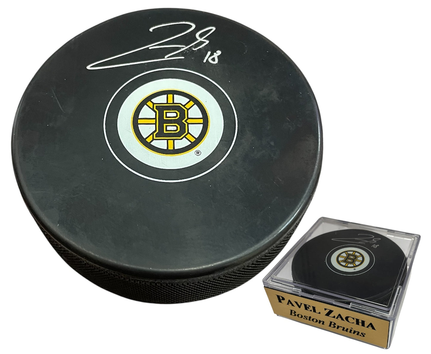 Pavel Zacha Autograph Puck - Spoke B - Boston Bruins