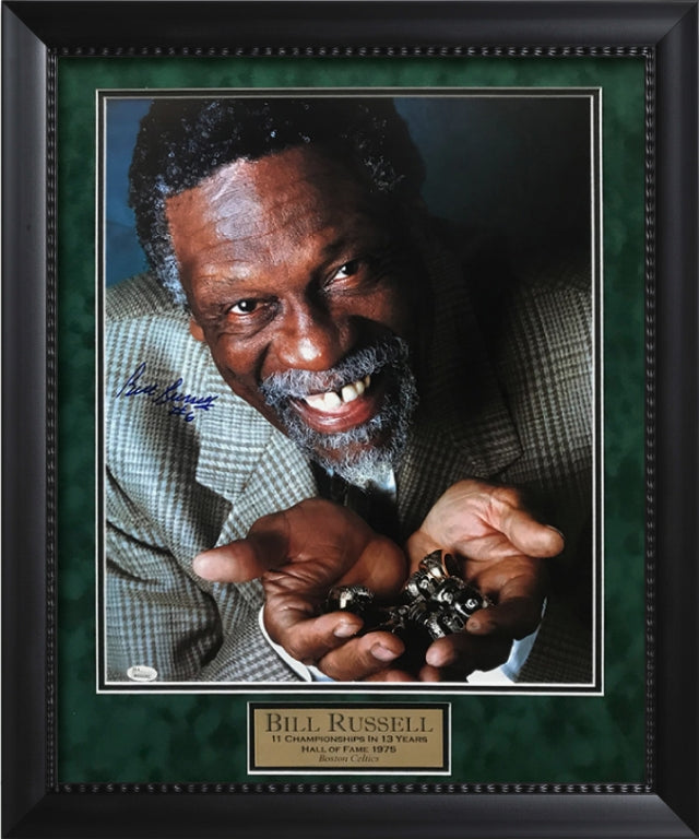 Bill Russell Autograph Photo NBA Rings 11 in 13 years Framed 23x27 JSA Authentication