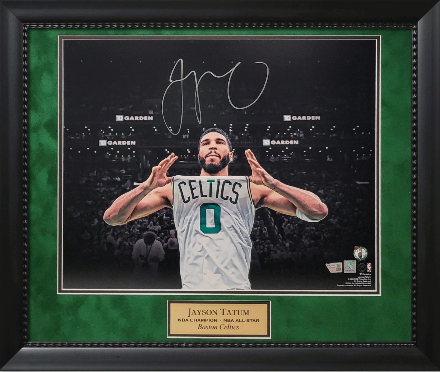Jayson Tatum Autograph Photo Jersey Tug 23x27