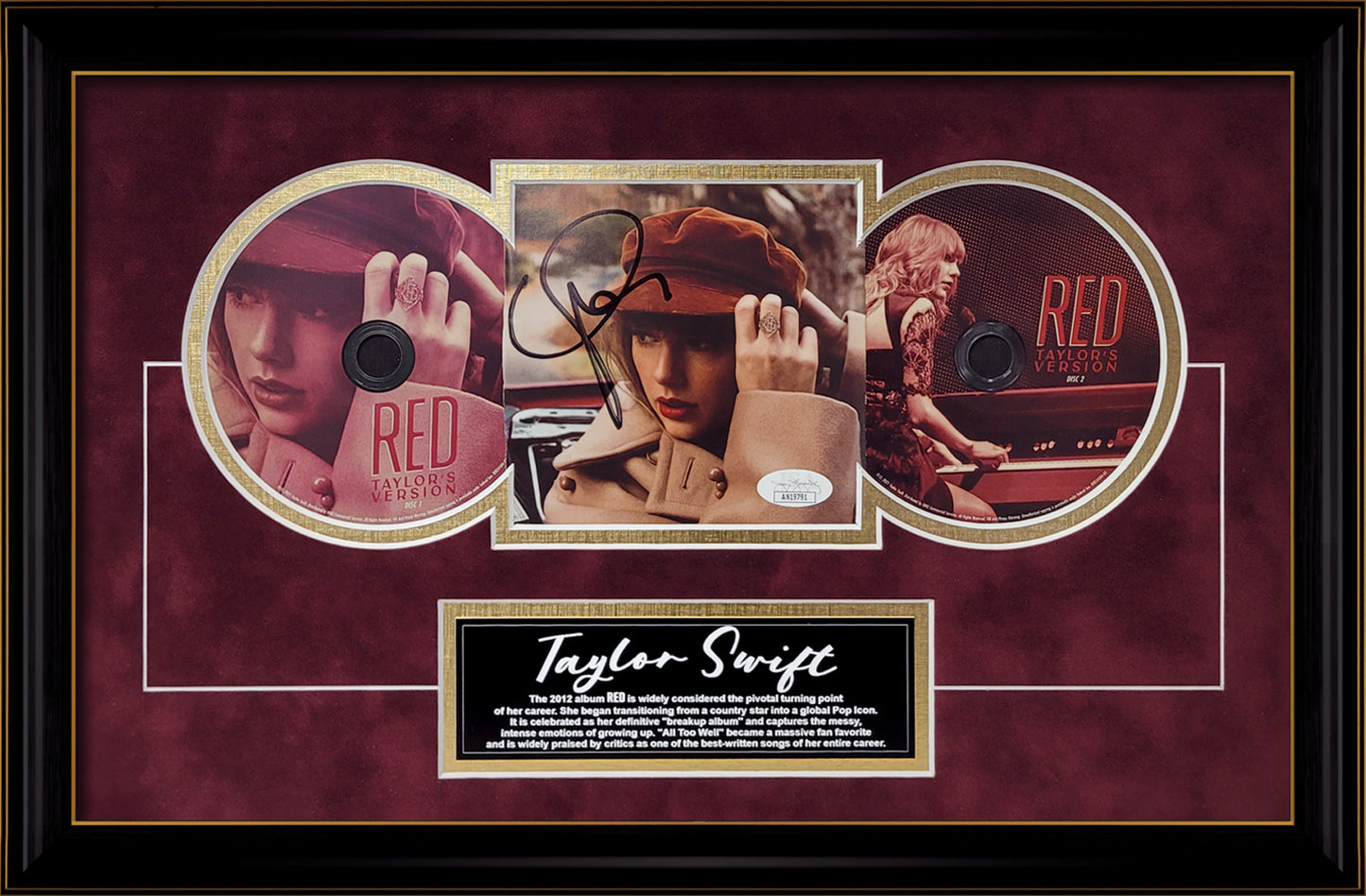 Taylor Swift Autograph CD Album Cover - Red Insert Collage - Framed 13x19 - JSA Authentication