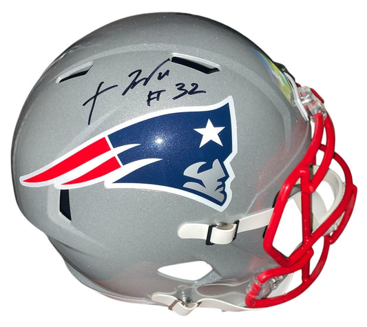 TreVeyon Henderson Autograph Full Size Helmet - Speed Replica - New England Patriots - JSA Authtication