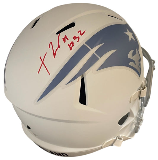 TreVeyon Henderson Autograph Full Size Helmet - Rivalry - Speed Replica - New England Patriots - JSA Authentication