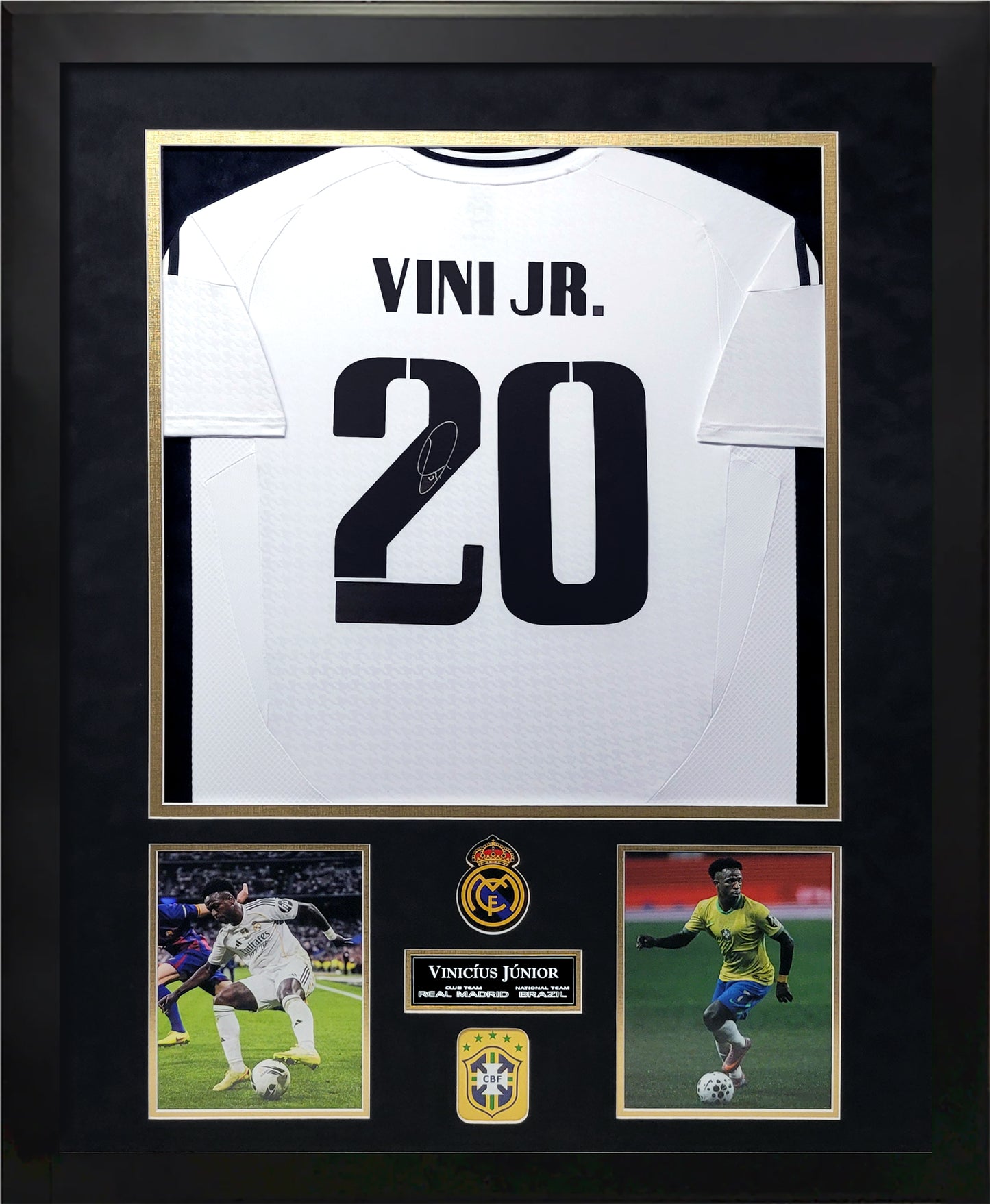 Vinicius Junior Autograph Jersey - Real Madrid - Framed 37x45 - Icons Authentication
