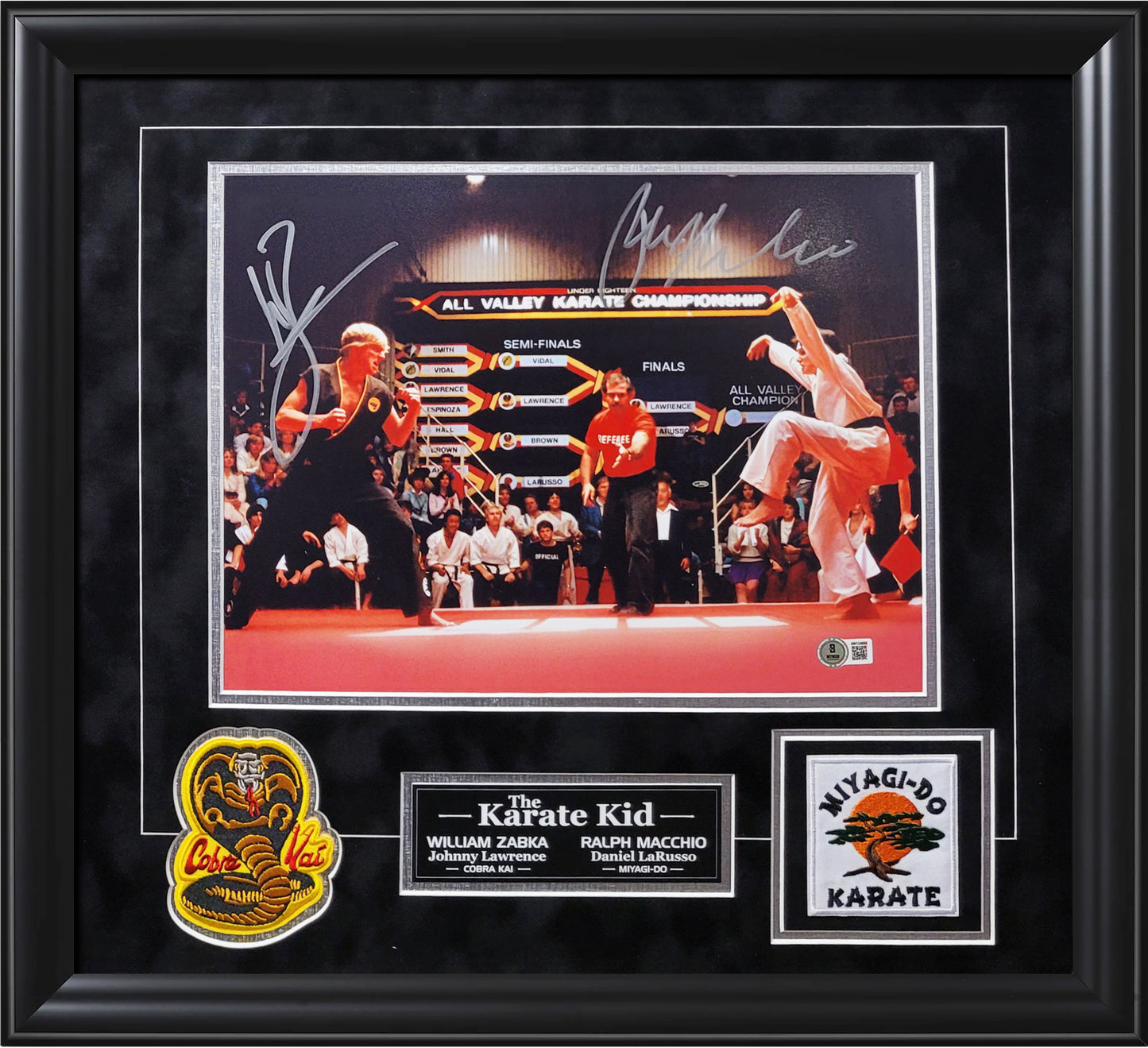 William Zabrak, Ralph Macchio Double Autograph 11x14 Photo - The Karate Kid (1984) - Framed 21x23 - Beckett Authentication