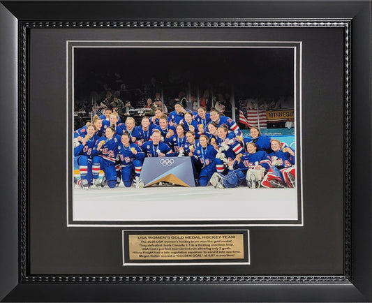 USA Women's Hockey Photograph - Group Victory Pose - Framed 13x16