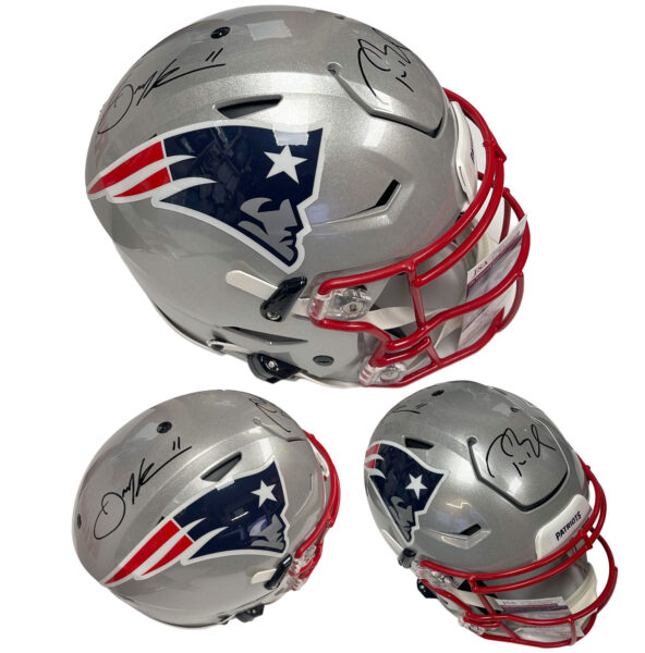 Tom Brady Julian Edelman Double Autograph Helmet Authentic Flex