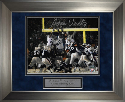 Adam Vinatieri Autograph Photo AFC Playoff Game 2002 Snow Kick 11 x 14