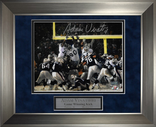 Adam Vinatieri Autograph Photo AFC Playoff Game 2002 Snow Kick 11 x 14