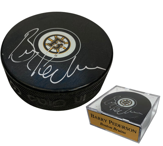 Barry Pederson Autograph Puck Bruins B