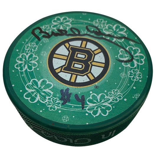 Bobby Orr Autograph Puck Green Bruins B Clover Shamrock