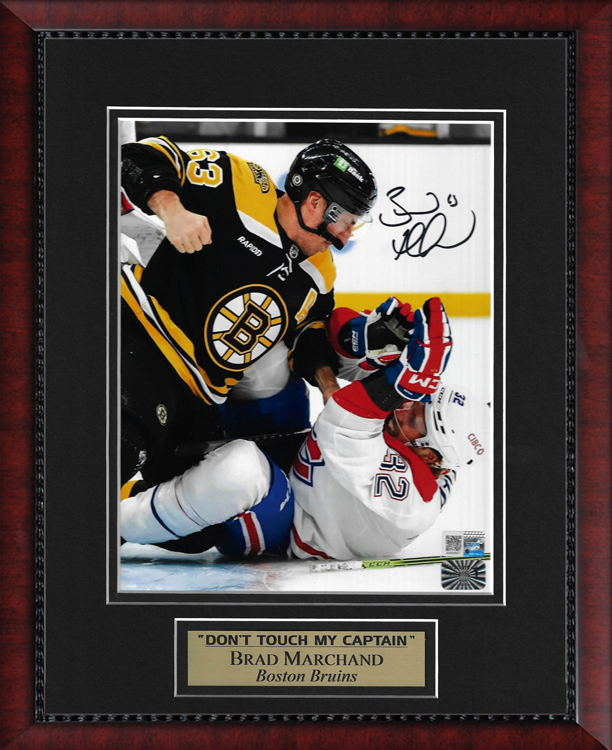 Brad Marchand Autograph Photo Don't Touch My Captain 11x14