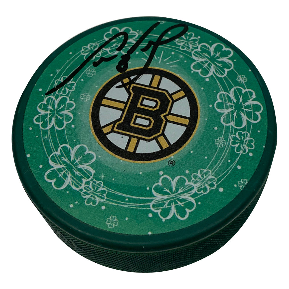 Cam Neely Autograph Puck Green Bruins B Clover Shamrock