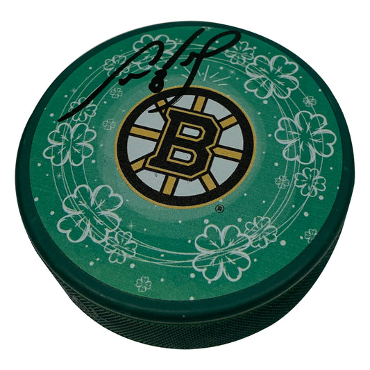 Cam Neely Autograph Puck Green Bruins B Clover Shamrock