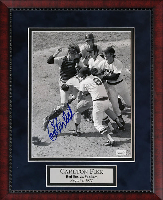 Carlton Fisk Autograph Photo Fight with Munson 11x14